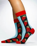 STRIP WITH STRAWBERRY Knitted Socks