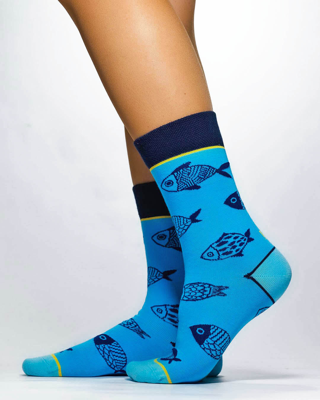 BLUE FISHES Knitted Socks