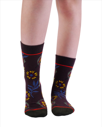 BROWN BLOOM I Örgü Çorap