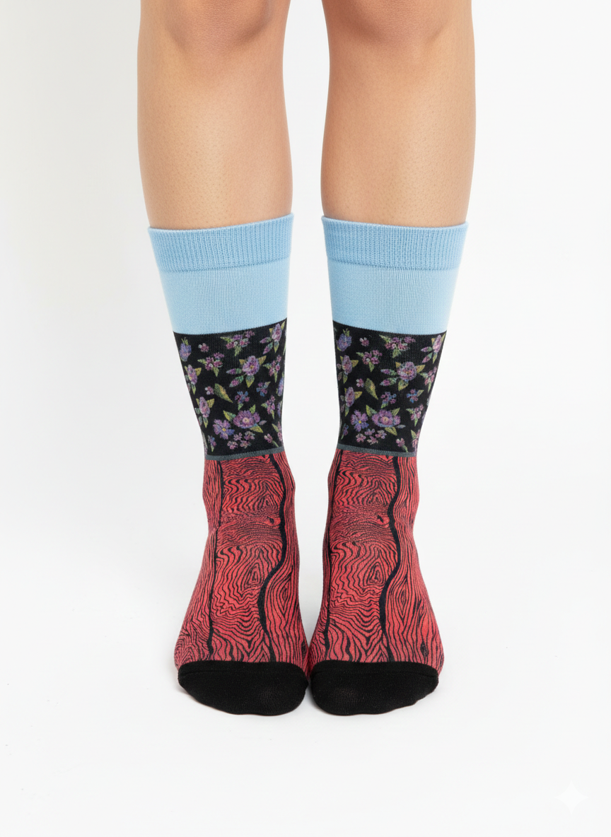 TREE TRUNK RED Lady Socks