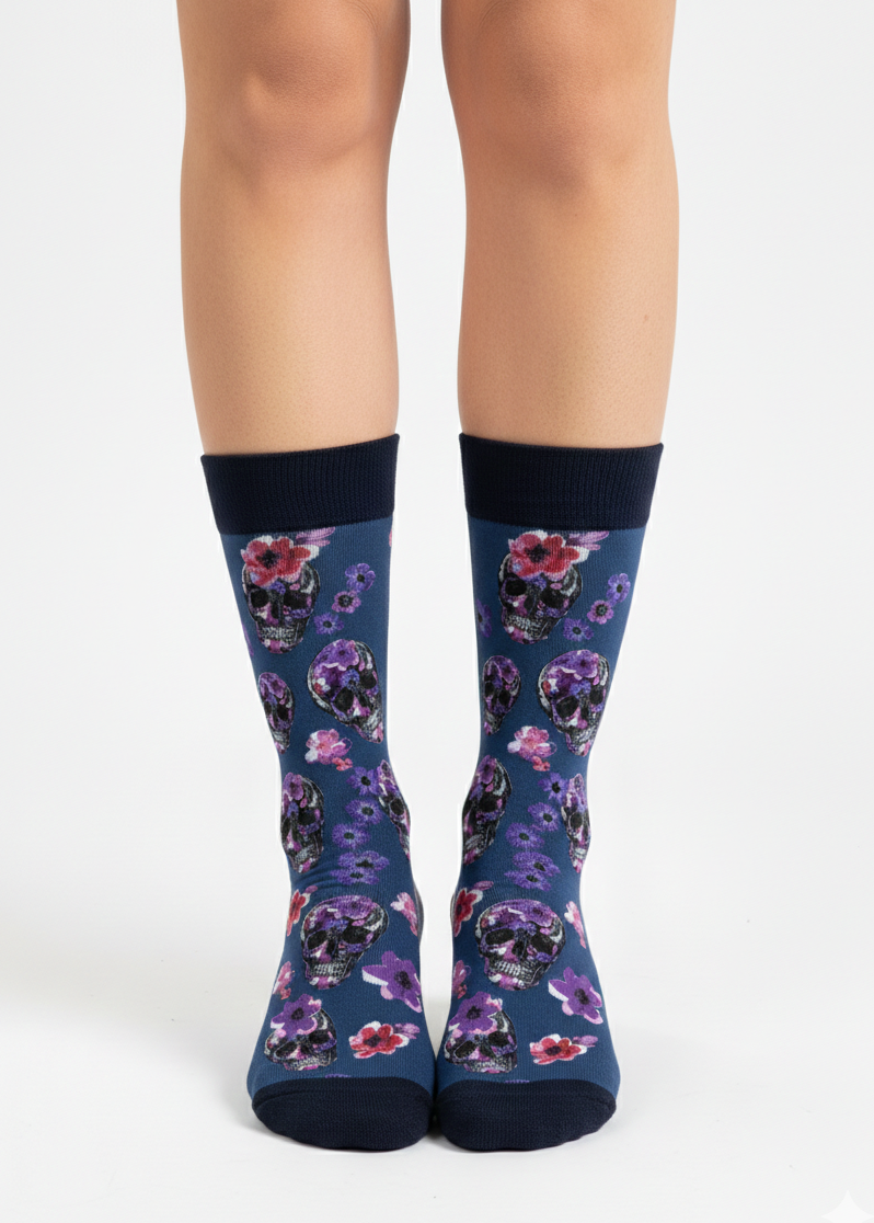 VIOLET SKULLS Lady Socks
