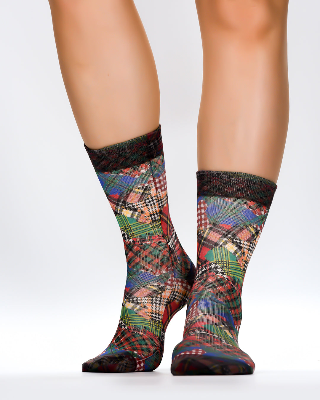 Tartan Patchwork Kadın Çorap